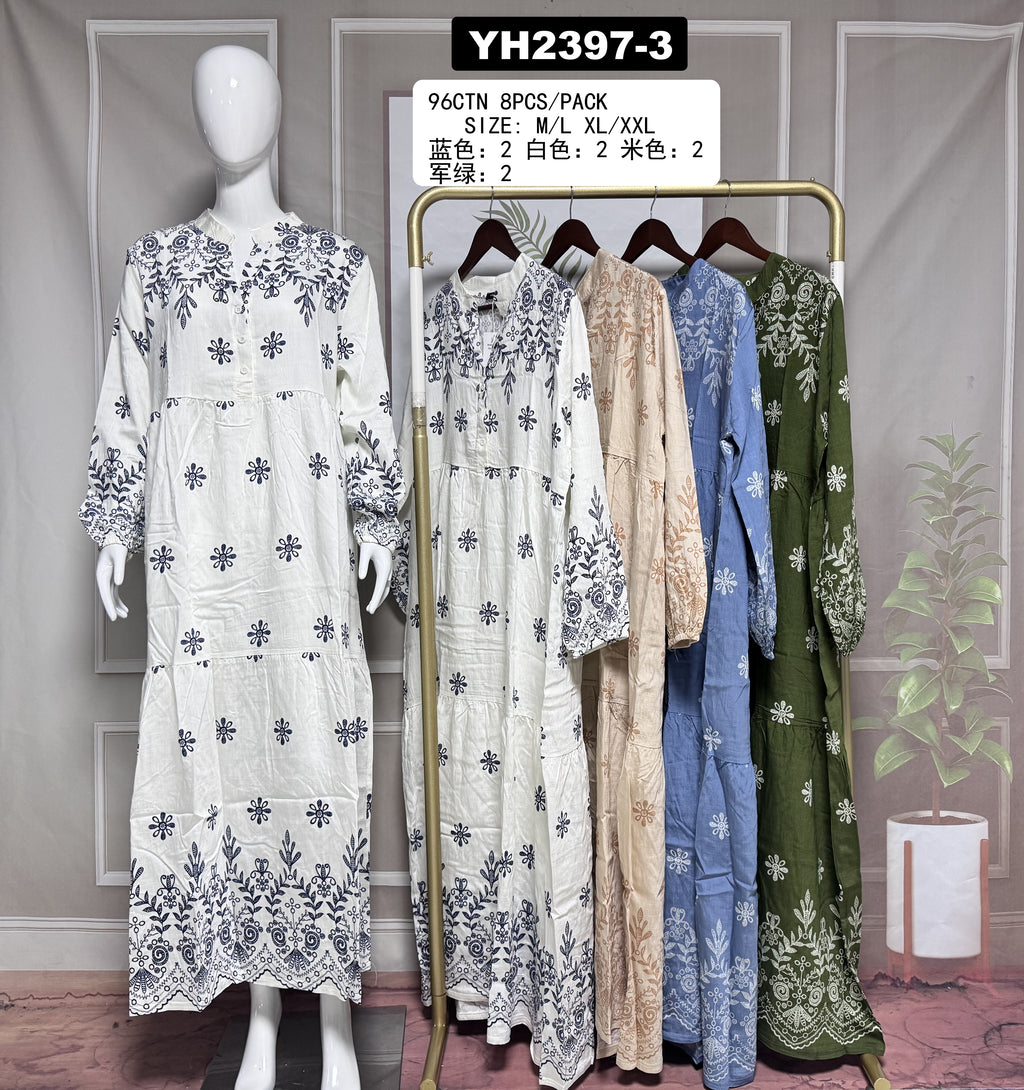 Robe longue bohème brodée ethnique – YH2397-3