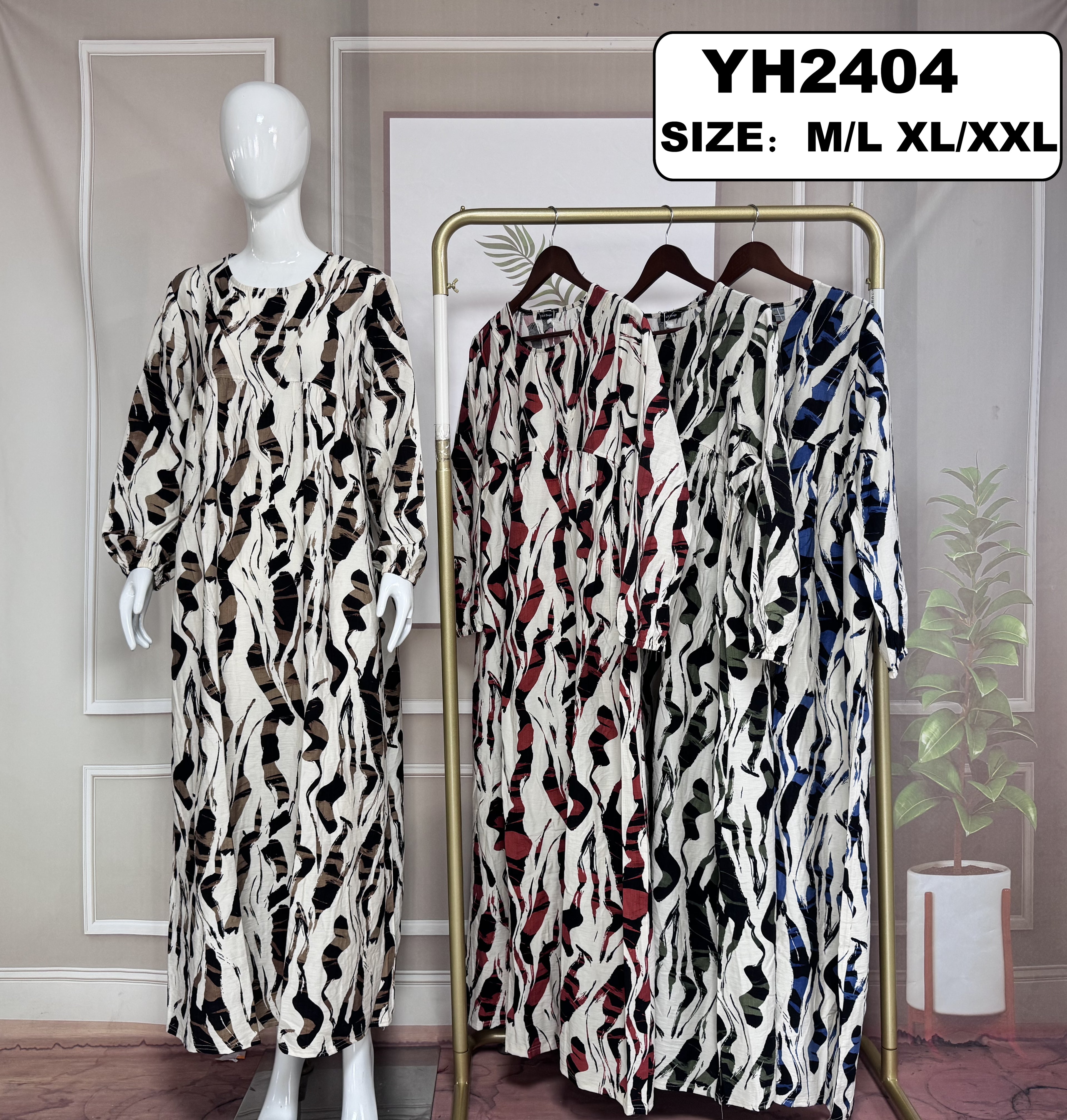 Robe longue imprimée fluide - YH2404