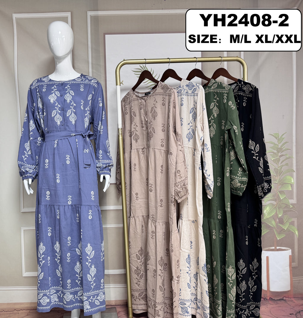 Robe longue imprimée bohème - YH2408-2