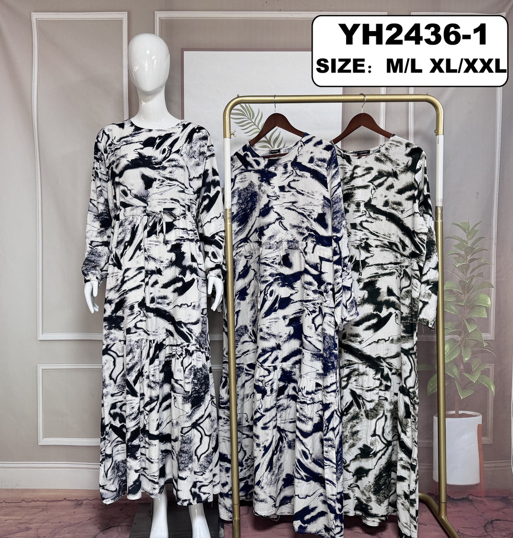 Robe longue imprimée artistique - YH2436-1