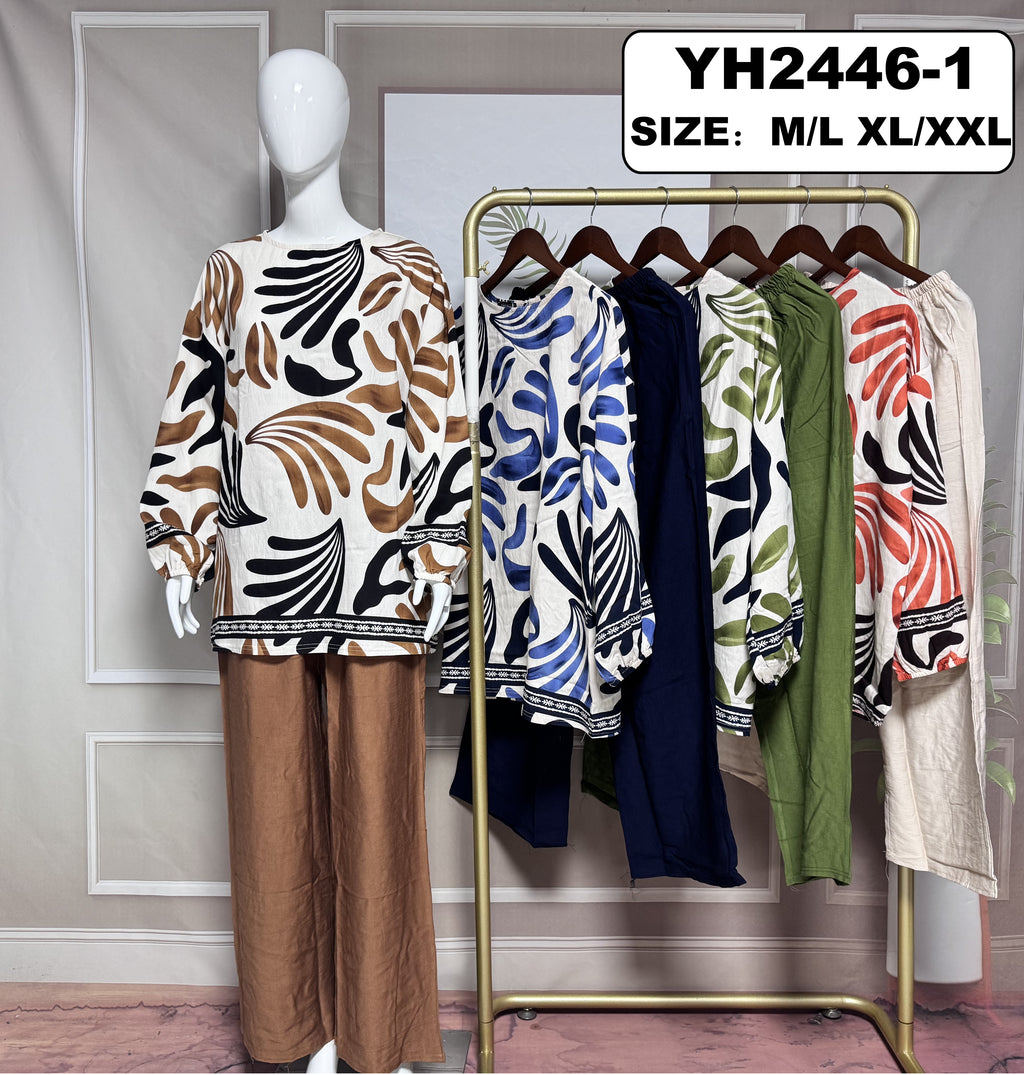 Ensemble tunique imprimée + pantalon - YH2446-1