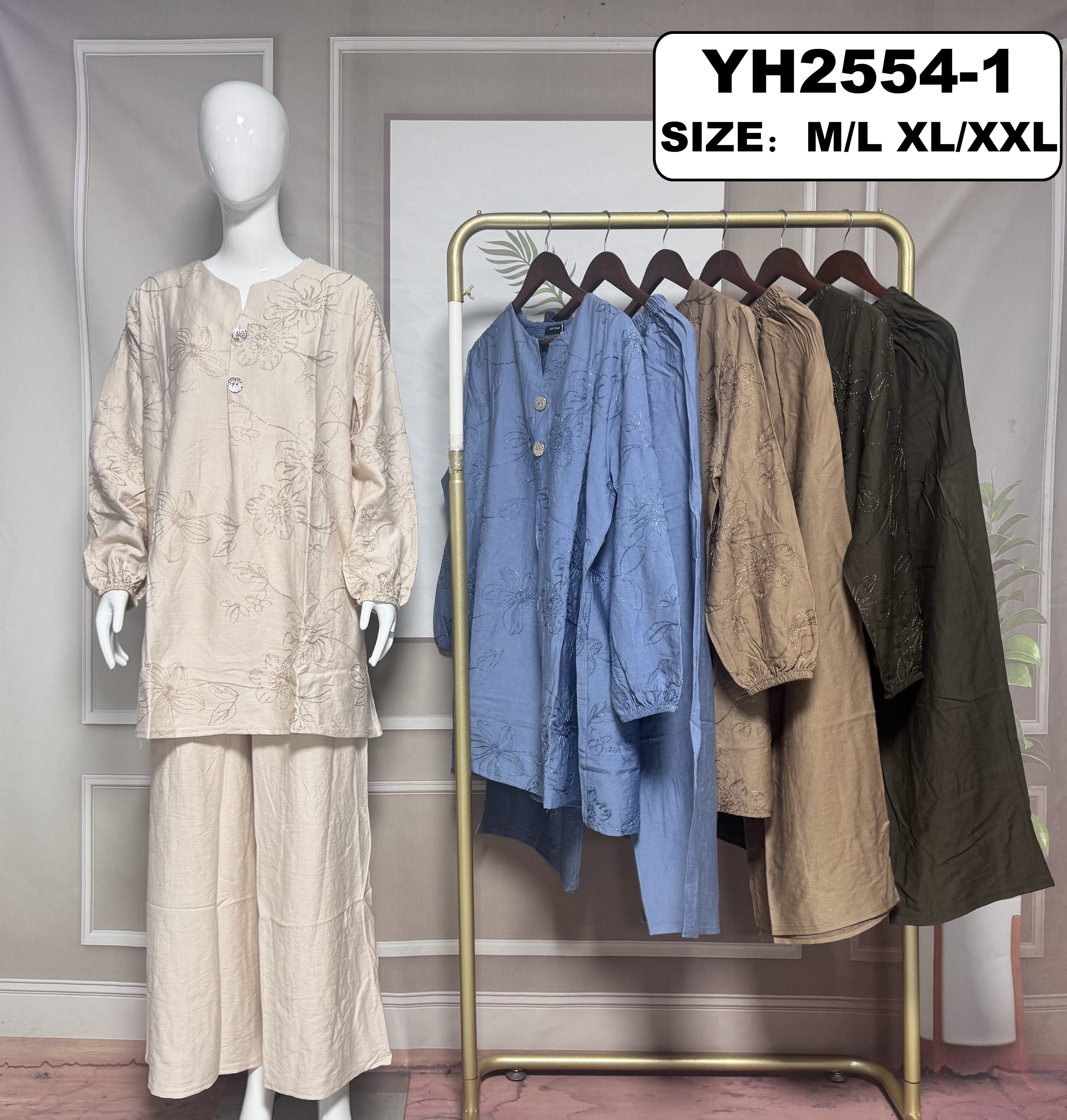 Ensembles longue Broderie fluide bohème - YH2554-1