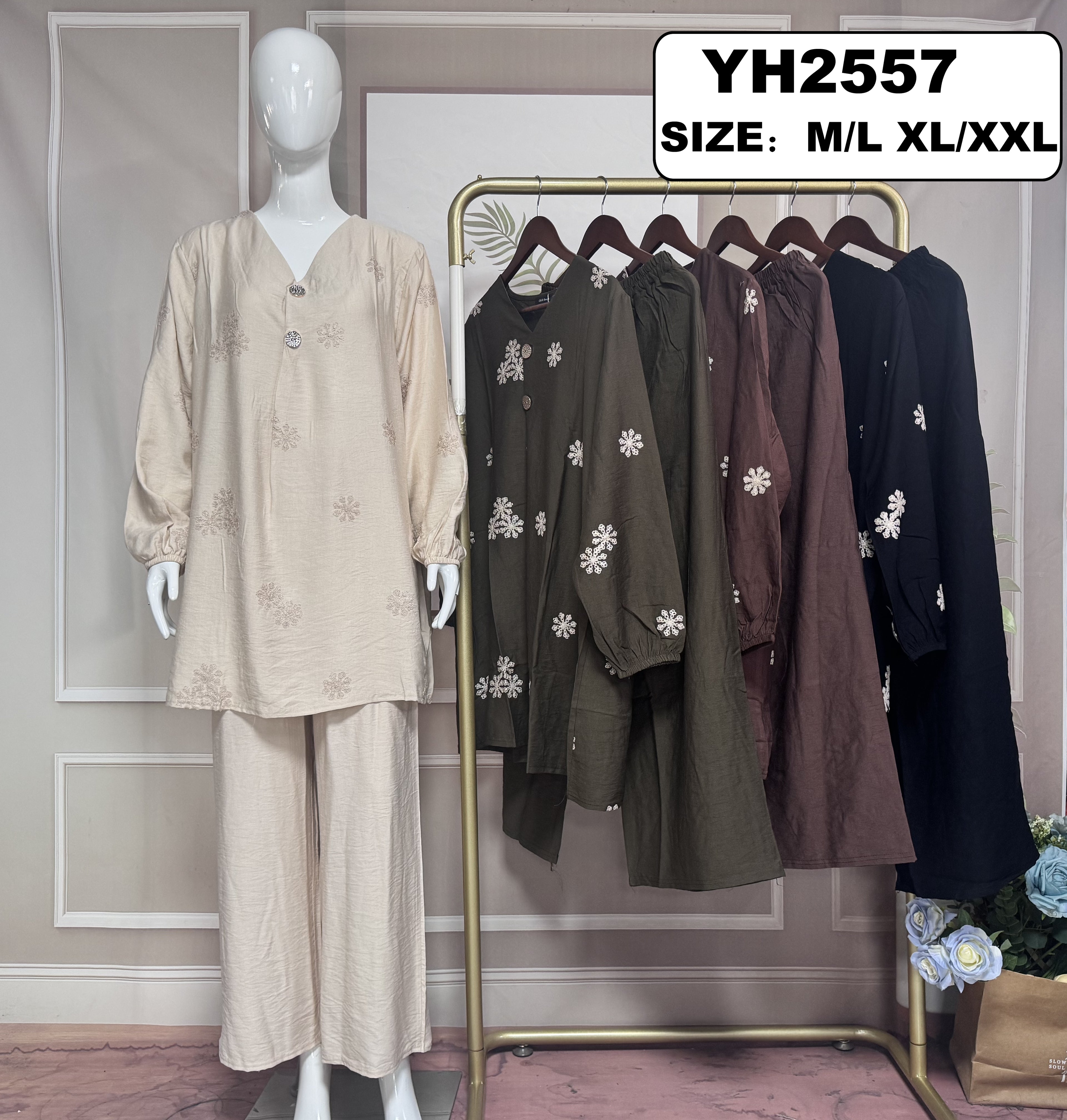 Ensemble longue fluide imprimée bohème - YH2557