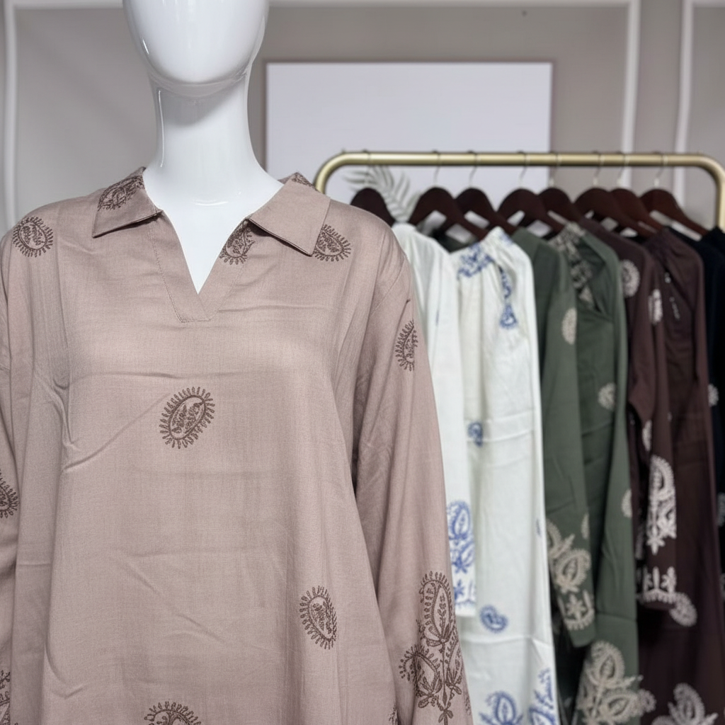 Ensemble chemise brodée + pantalon fluide - YH2564