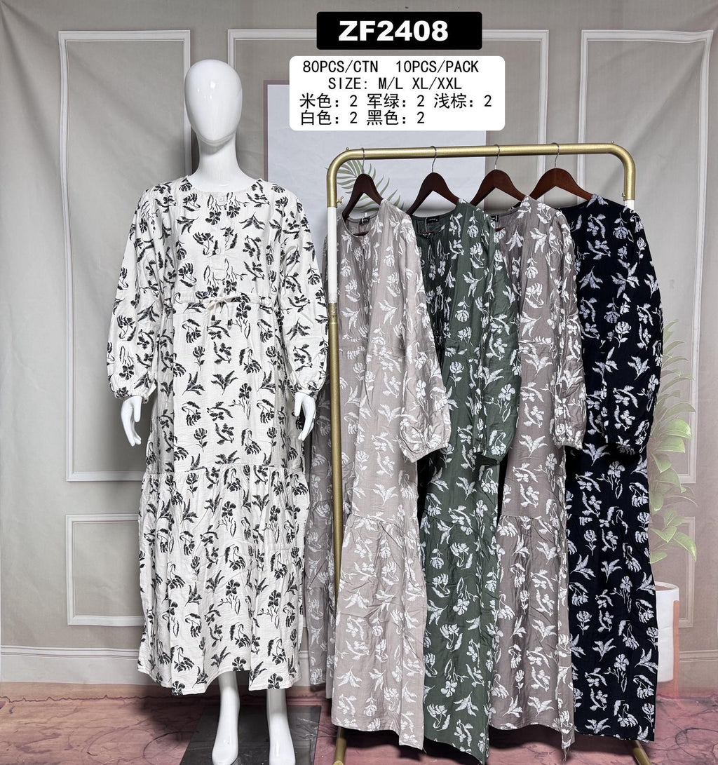 Robe imprimée fluide motif floral – ZF2408