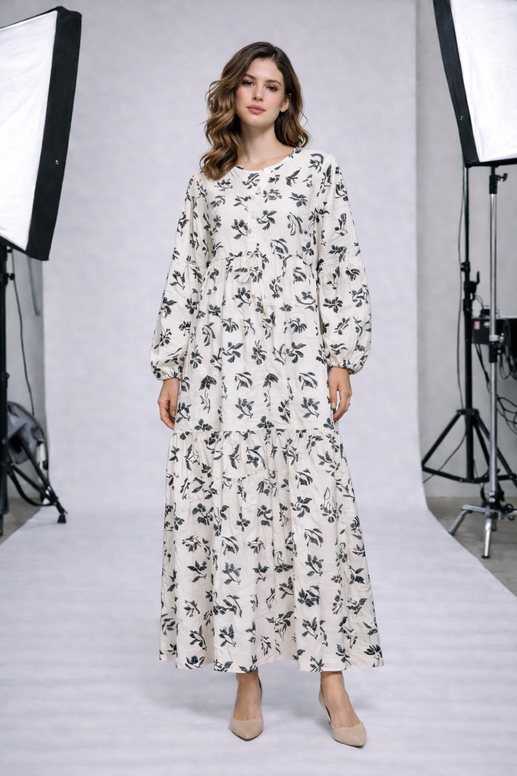 Robe imprimée fluide motif floral – ZF2408