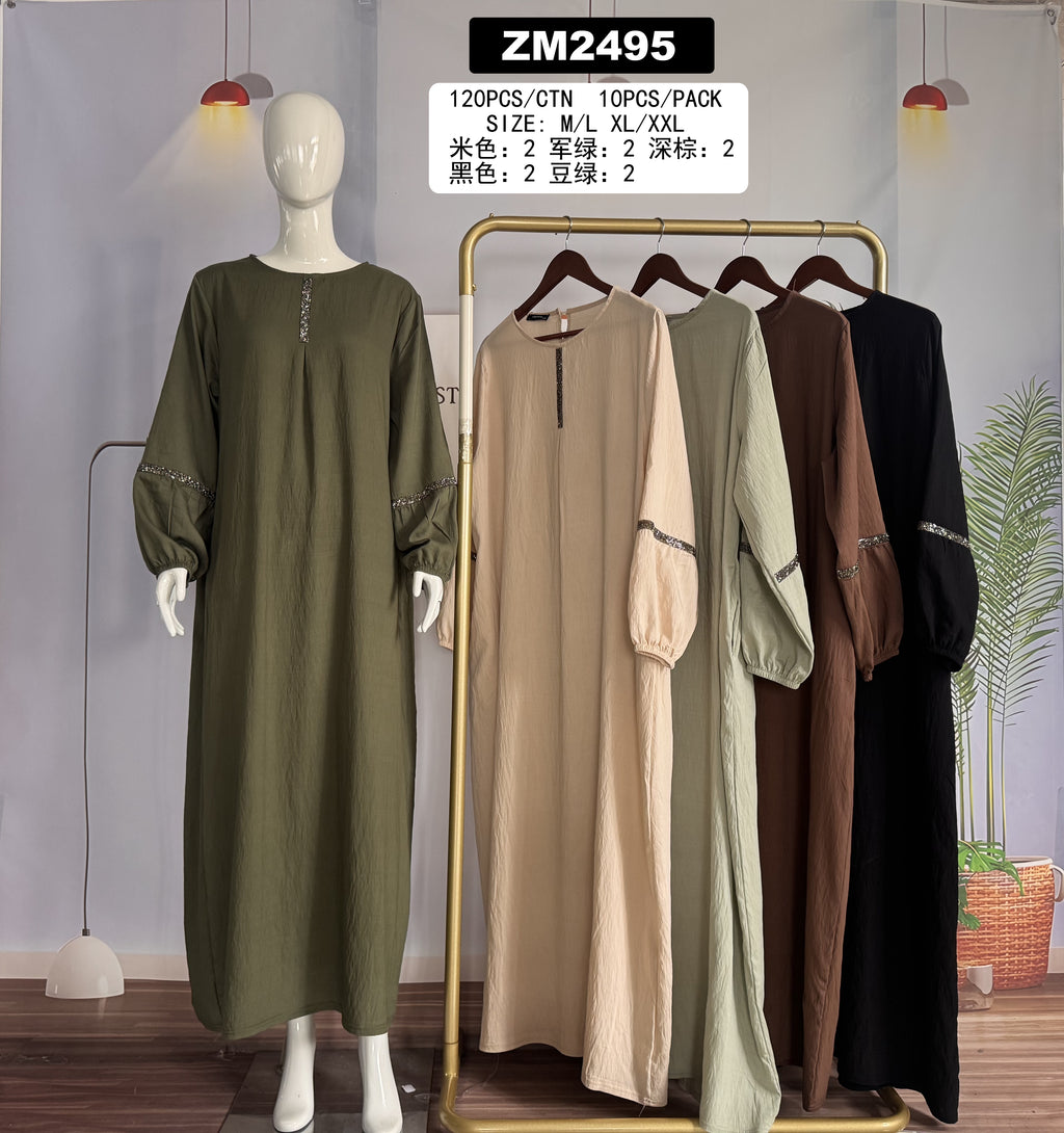 Robe longue minimaliste à détails pailletés – ZM2495