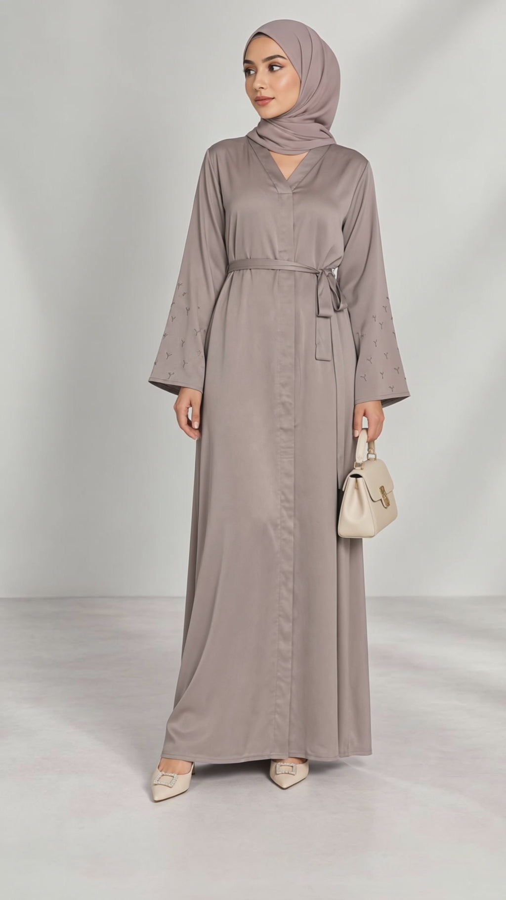 Robe longue satinée ceinturée MY2460-1